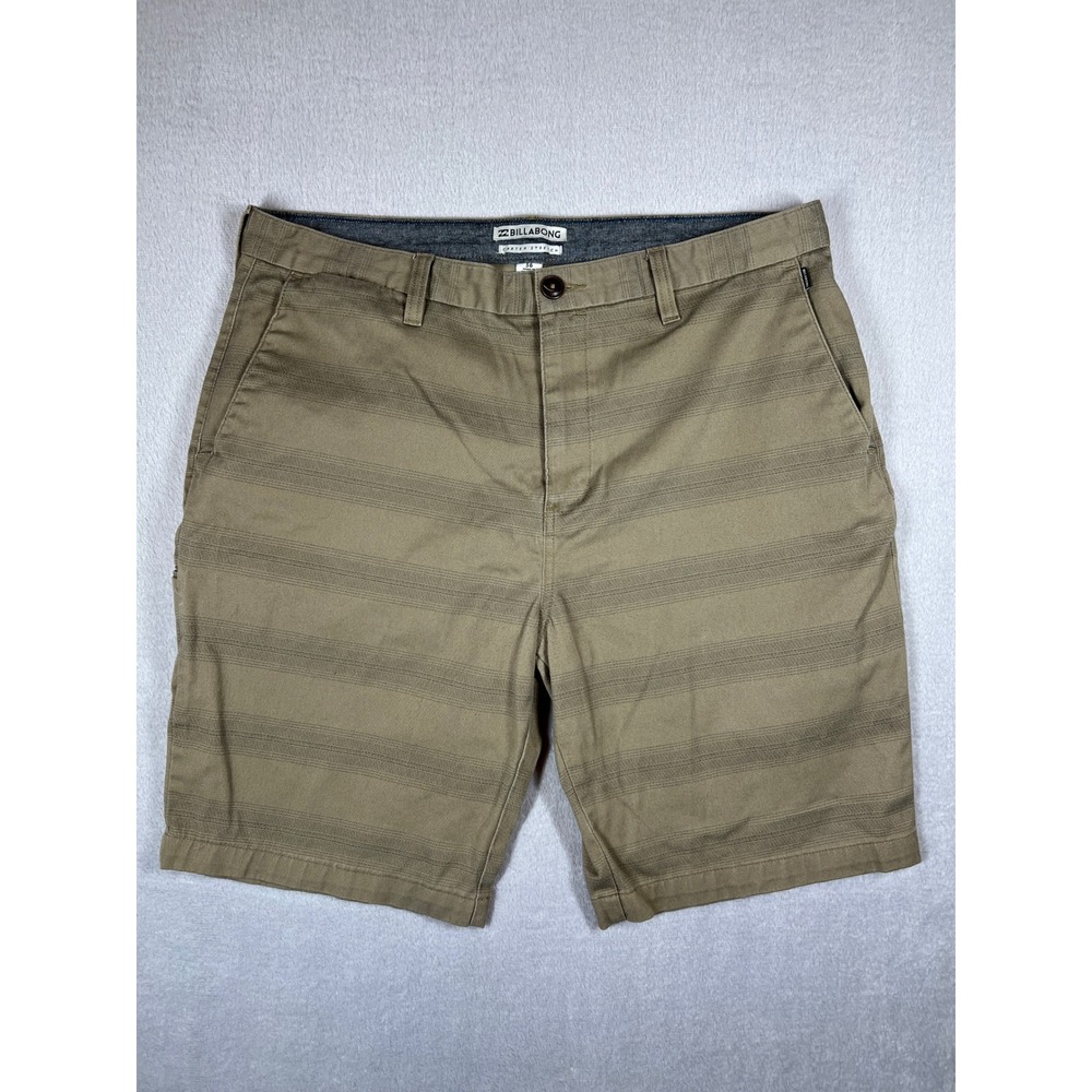 Billabong Carter Stretch Mens Khaki Tan Striped Chino Shorts Size 36